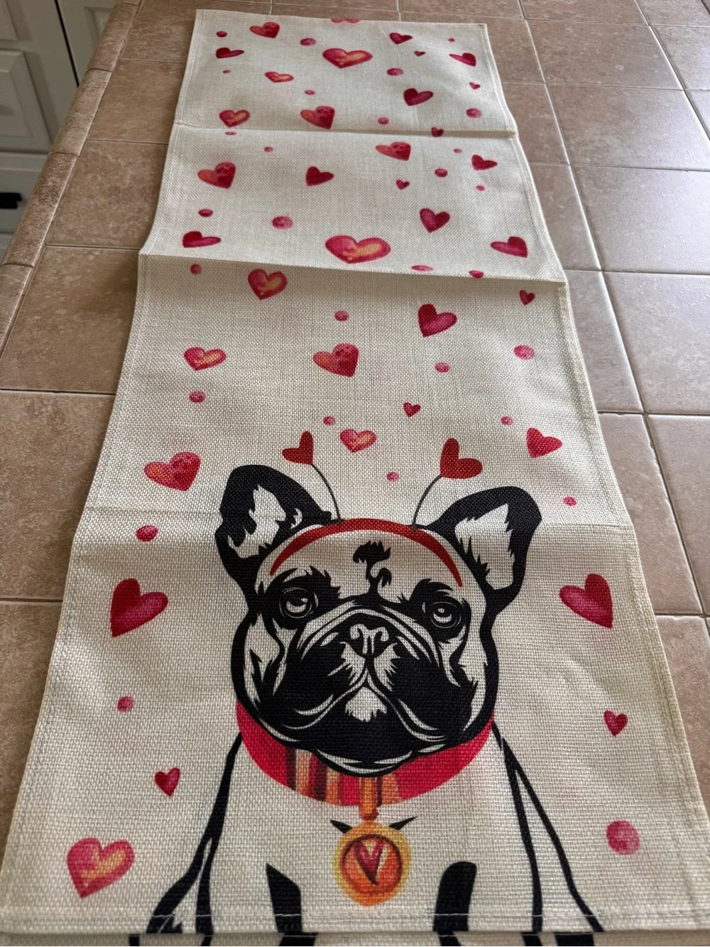 Set of 4 Seasonal French Bulldog Table Runners